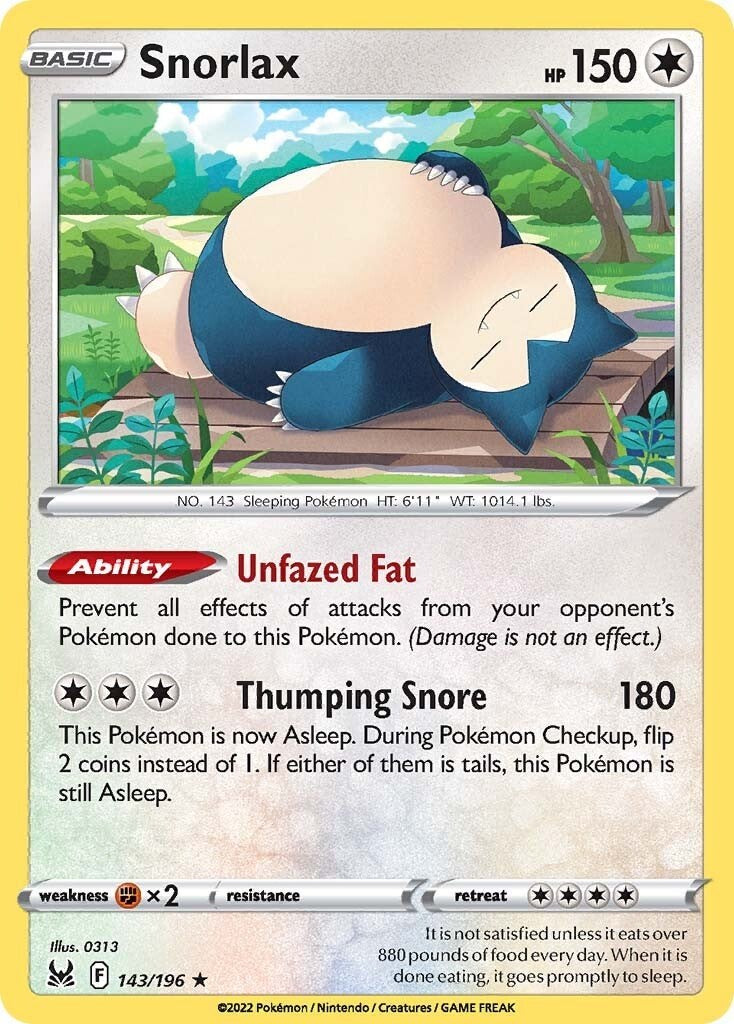 SWSH11: Lost Origin #143/196 Snorlax